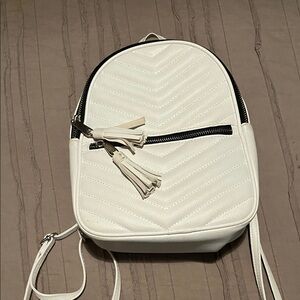 Claire's White Quilted Mini Backpack with Tassel Zipper
